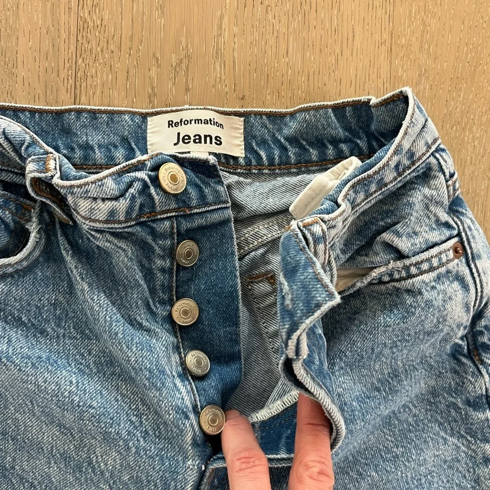 Reformation High Waist Raw-Hem Straight Leg Jean - Picture 3 of 5